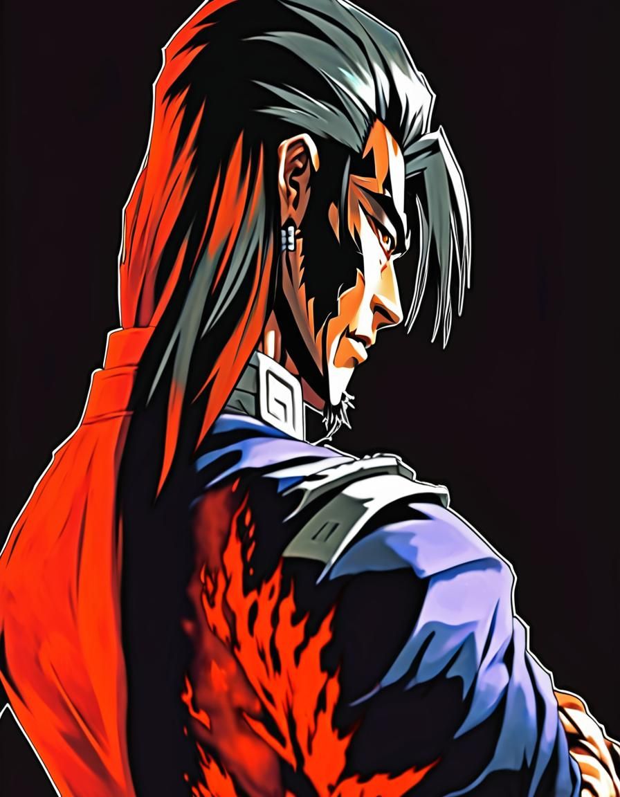 Shulong Anime Portrait in Alleyway with Fiery Aura