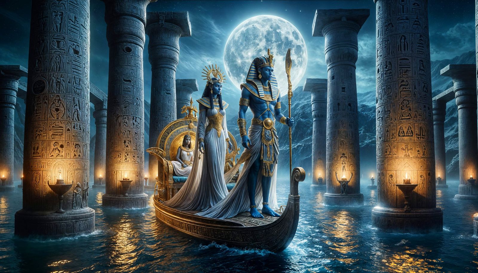 Ancient Egyptian Goddess in Lunar Splendor