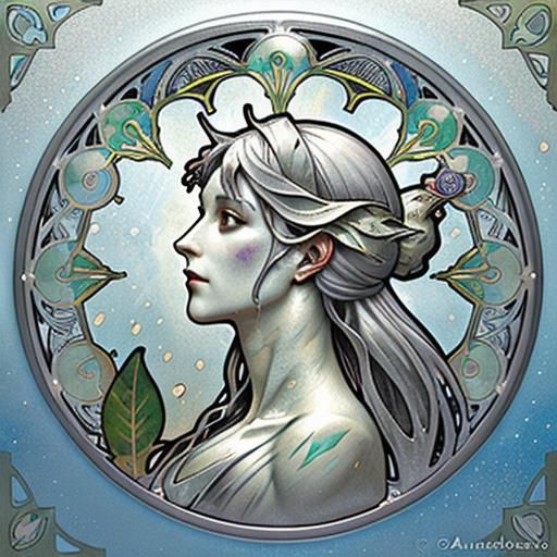 Silver Heart in Art Nouveau Impasto Style