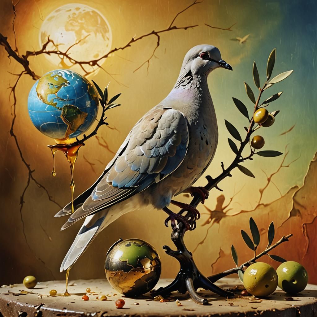 Dove on Melting Rifle: Surreal Anti-War Art