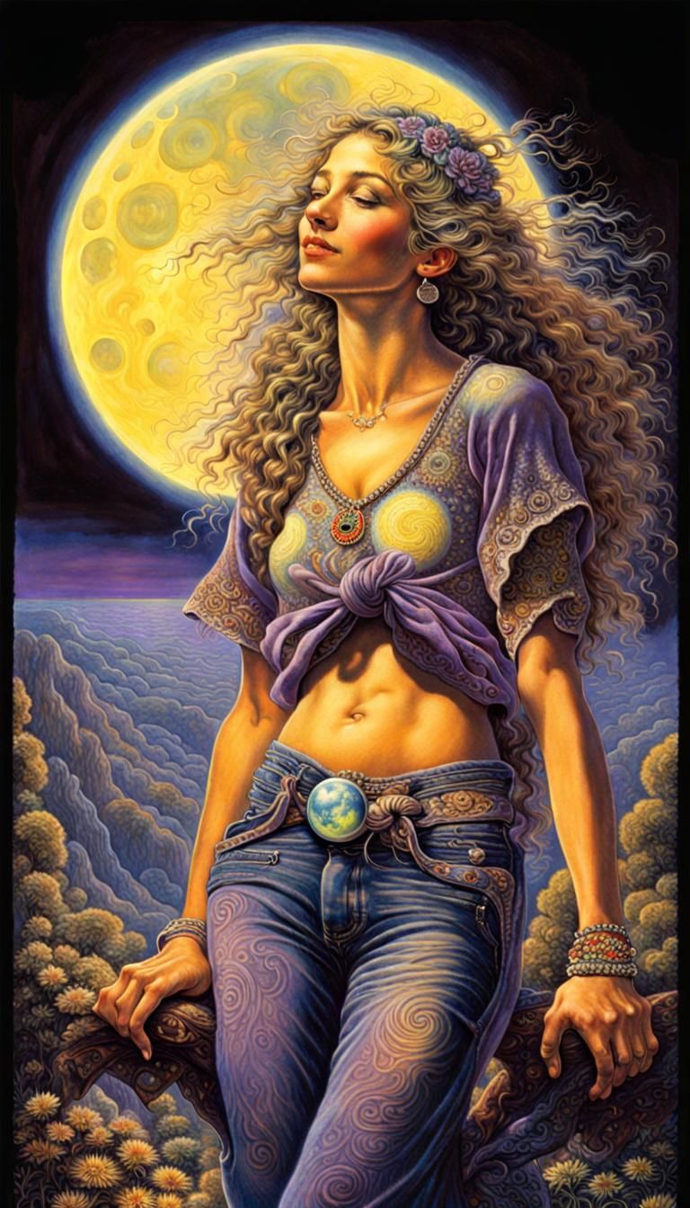 Hippie Woman in Black Light Poster Art