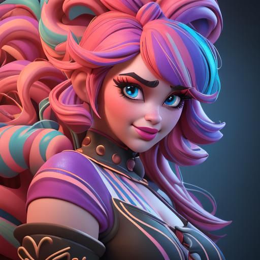 Burtonesque Caricature Woman with Candy Cane Body Paint