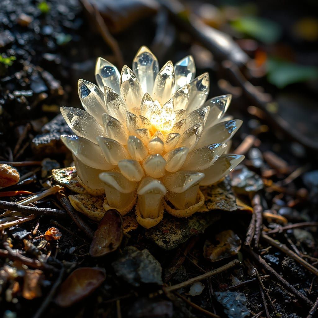 Prismatic Crystal Spiral Fungus in Hyperdetailed Close-Up