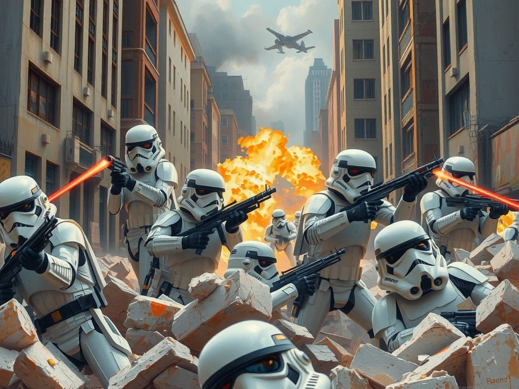 Imperial Stormtroopers Battle in Ruined City