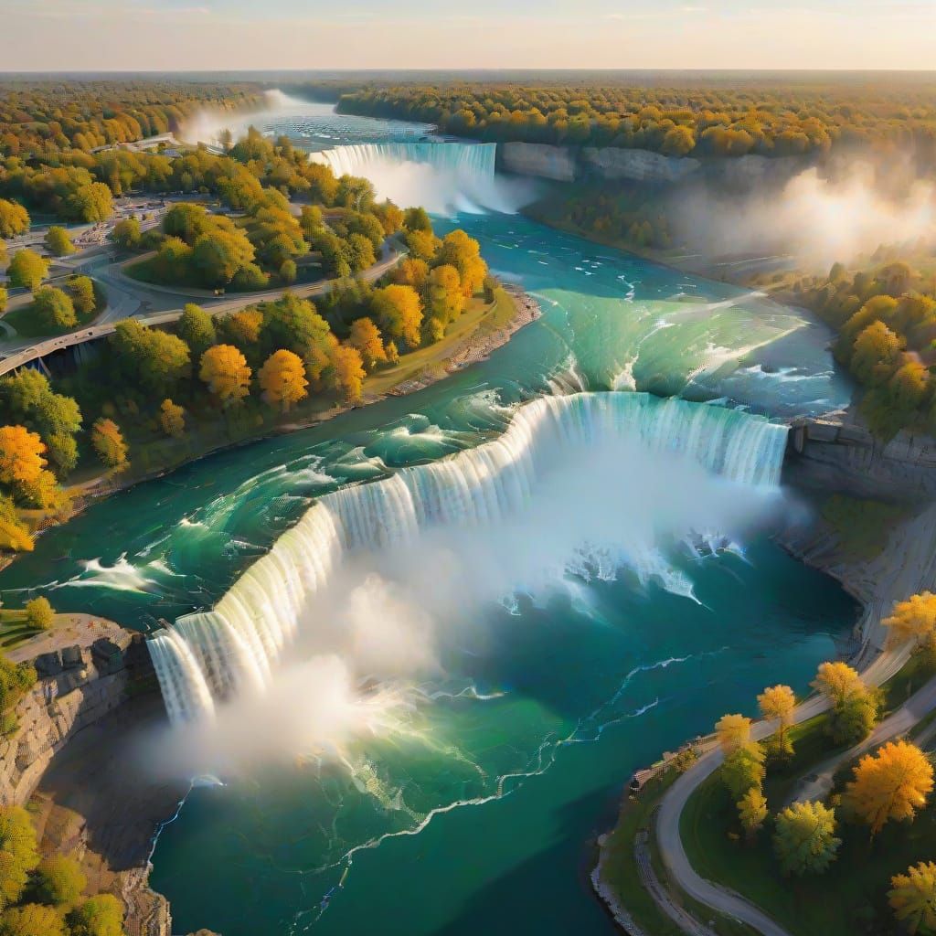 Serene Aerial View of Niagara Falls Landscape