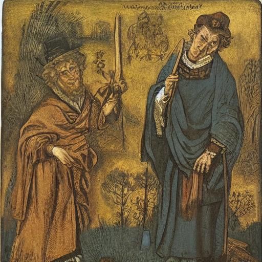 Rabbit and Hedgehog Portrait in Classical Style