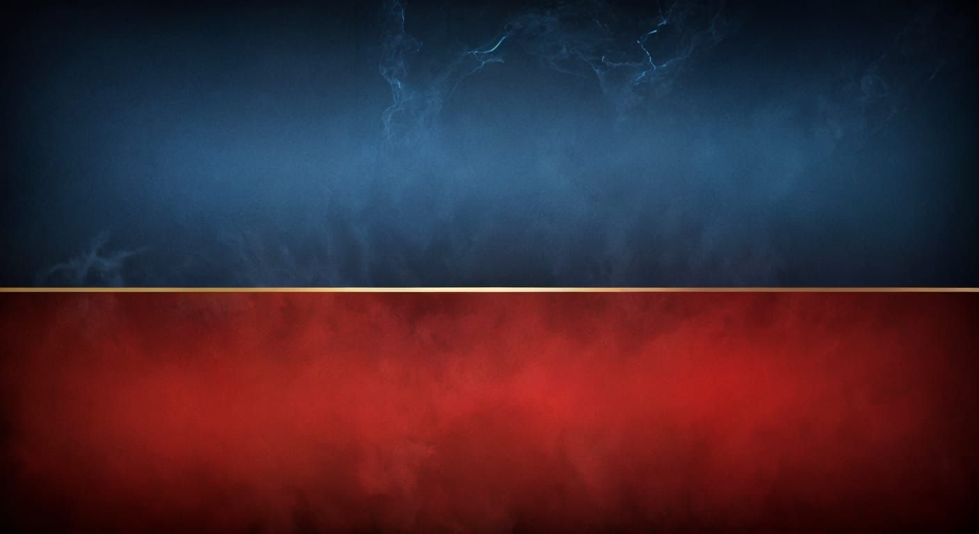 Abstract Blue and Red Background with Gold Line