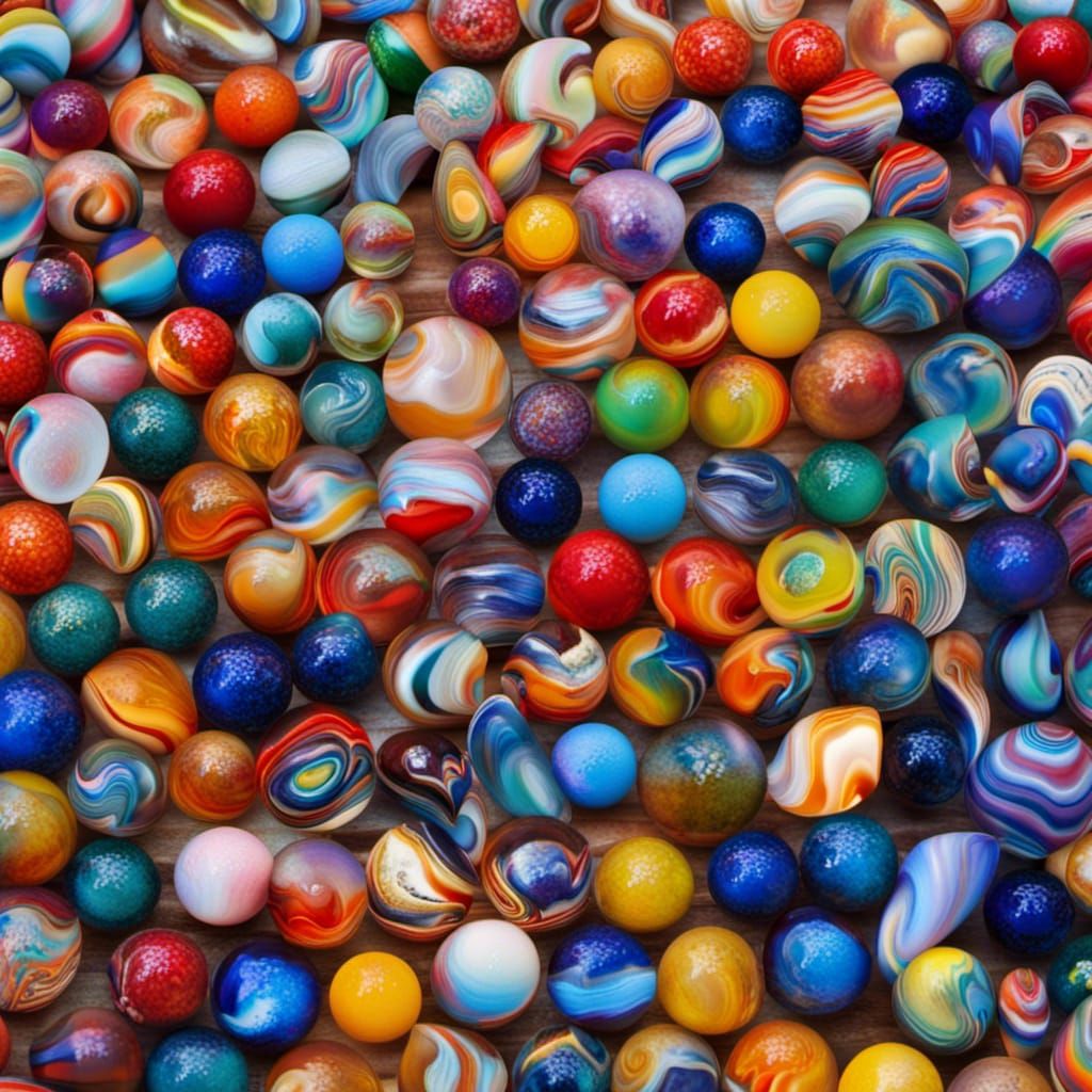 Vibrant River of Flowing Marbles