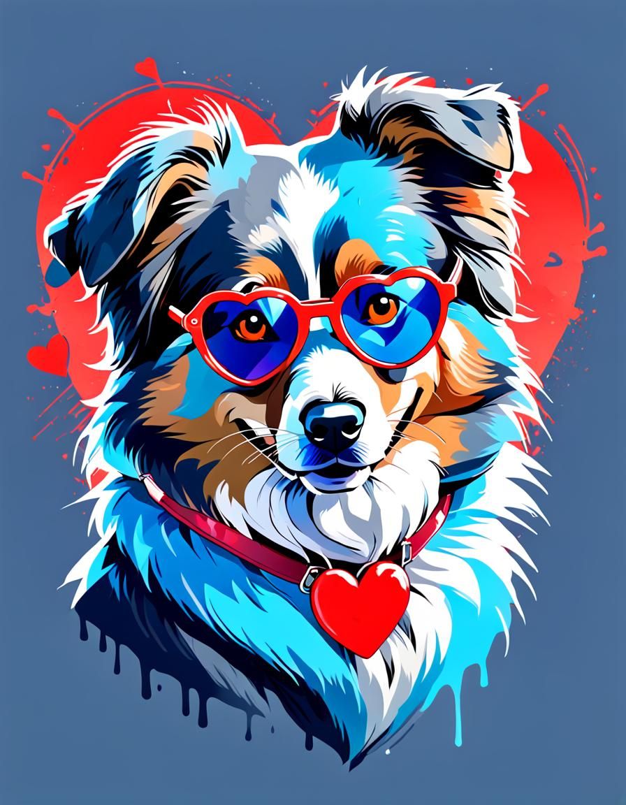 Stylish Australian Shepherd Graffiti Art T-Shirt Design