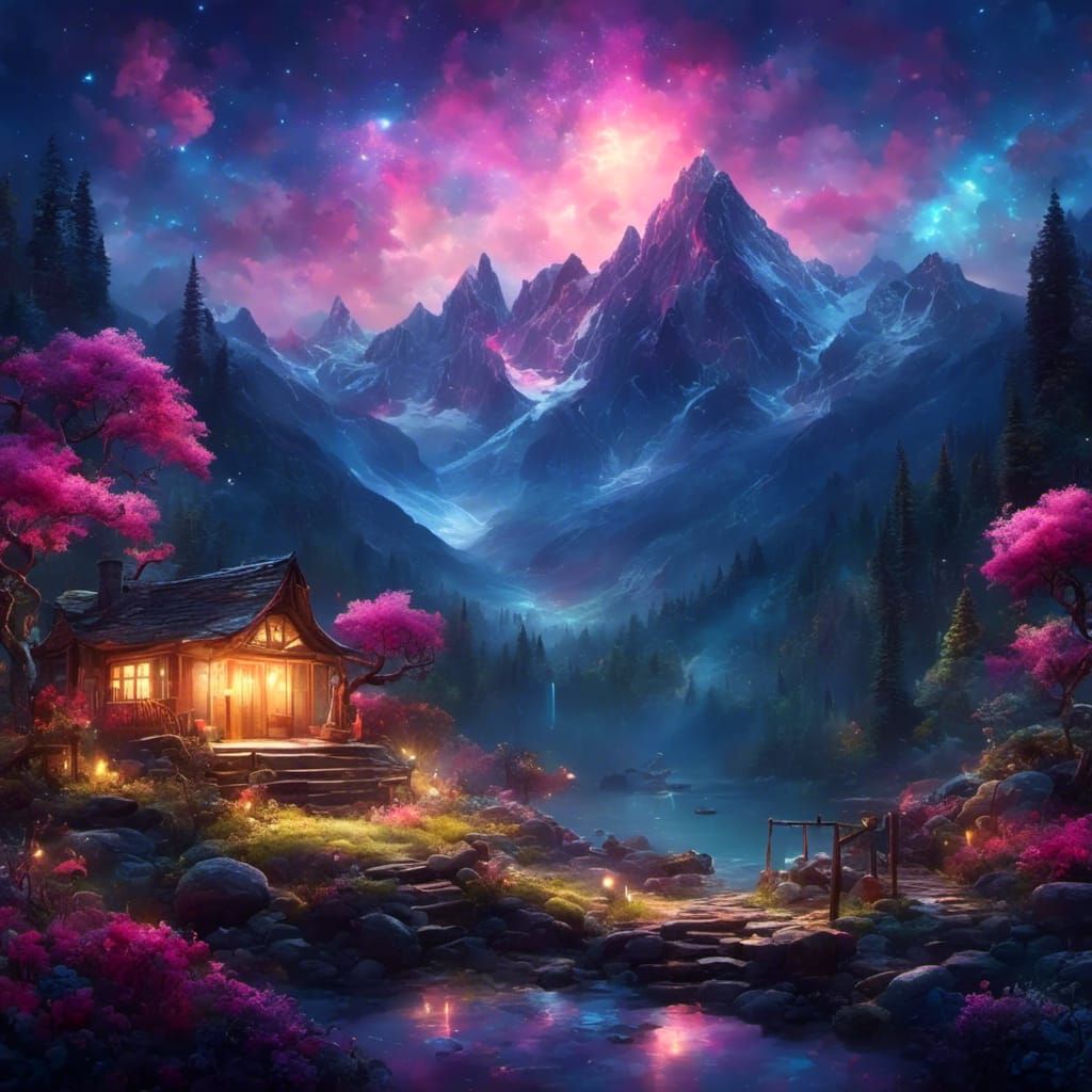 Dreamy Darkness Under a Starry Sky