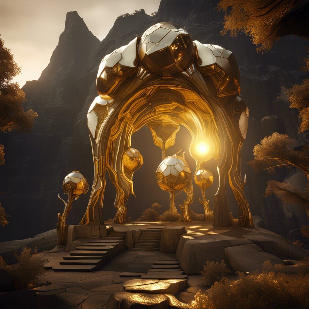 Atlas Karst Warframe in Fairycore Vorticism Style