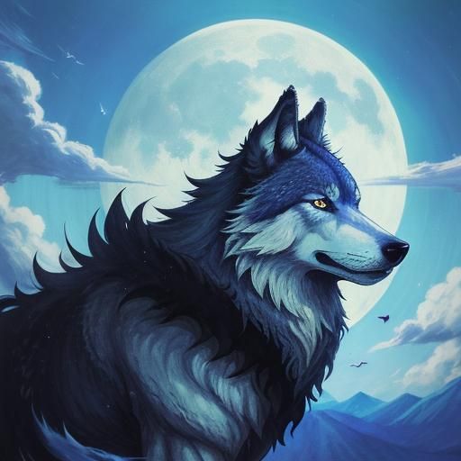 Anime Style Wolf Illustration