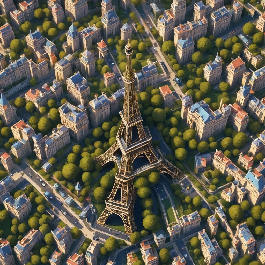 Detailed Matte Painting of the Eiffel Tower