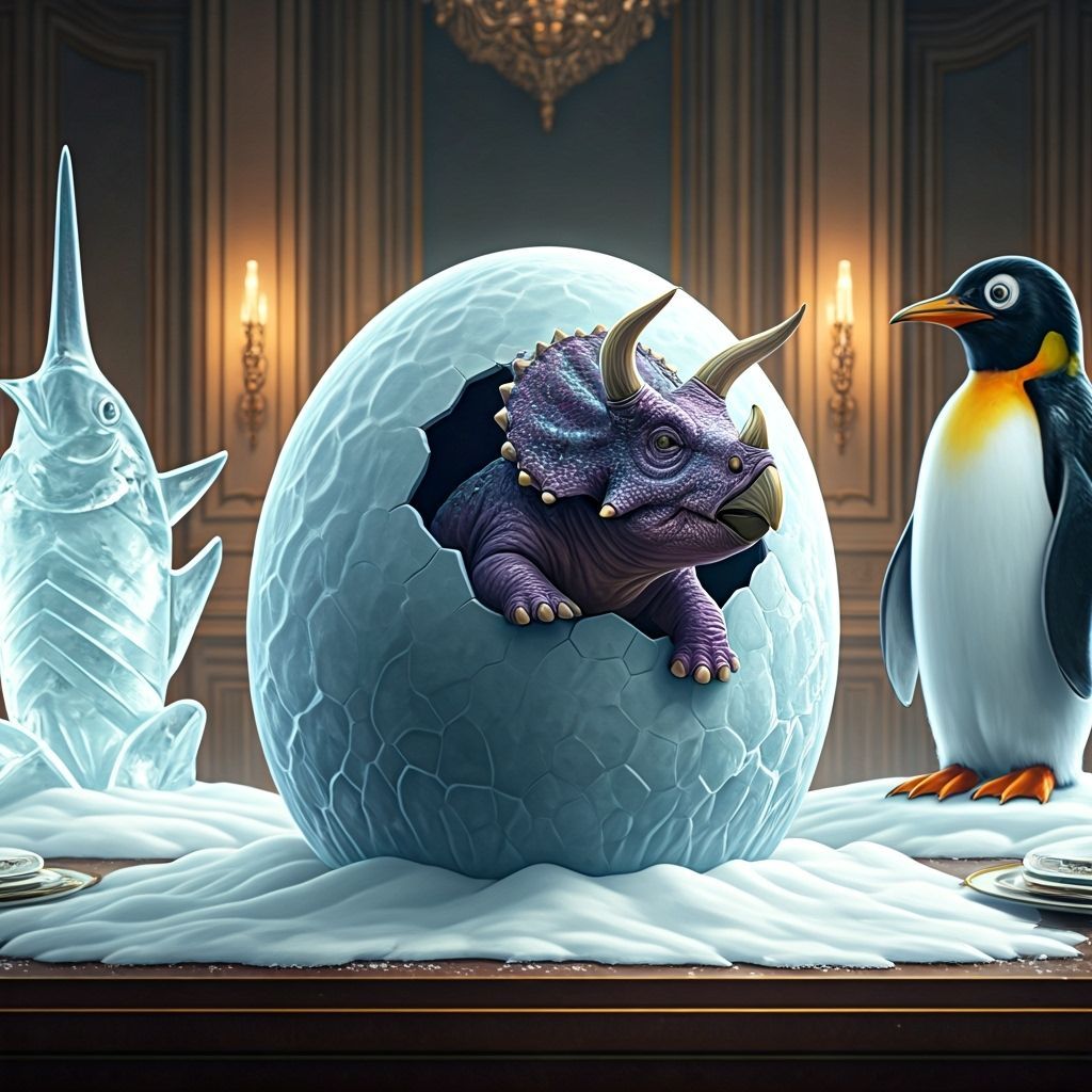 Triceratops Baby Hatches From Crystal Snowball