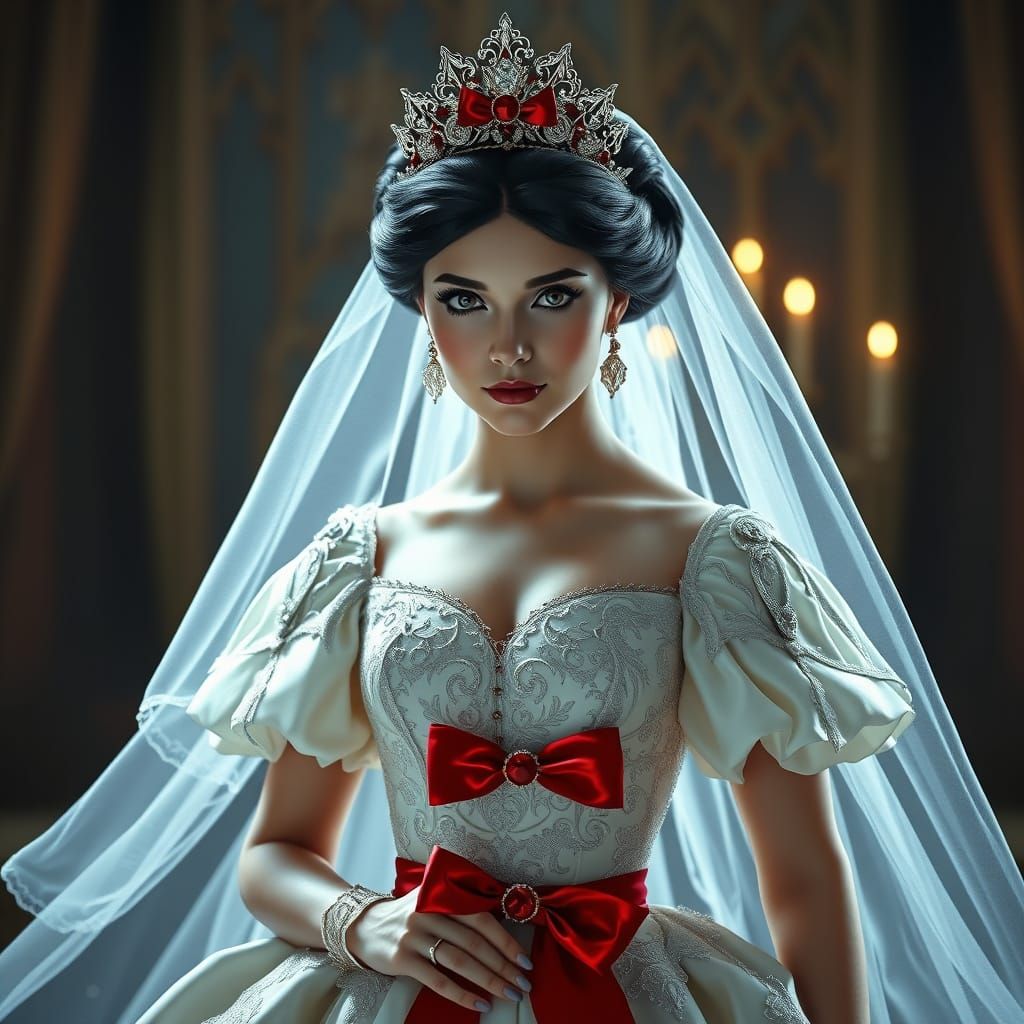 Snow White in Wedding Gown in Art Nouveau Style