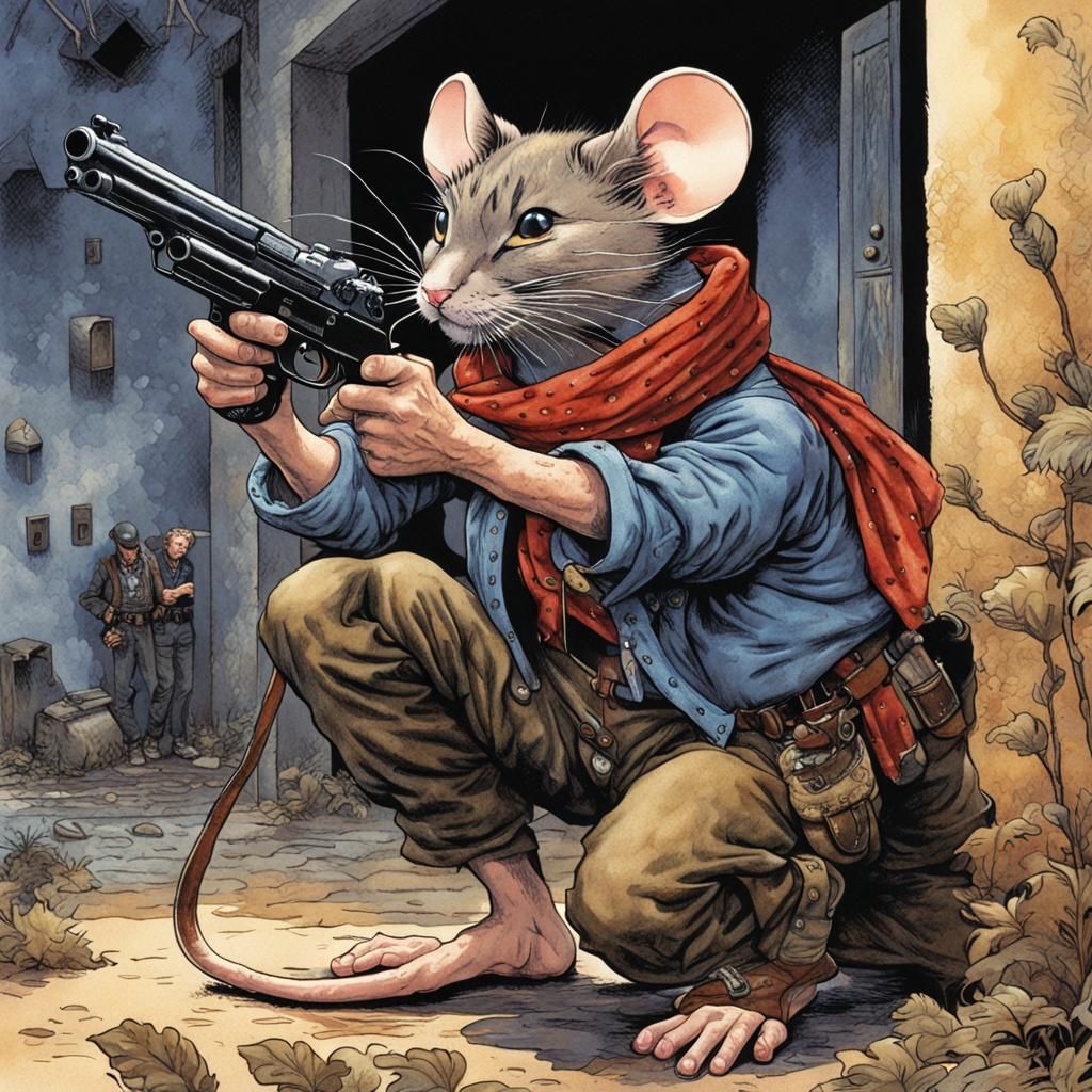 Armed Mouse Rebel Ready for Battle
