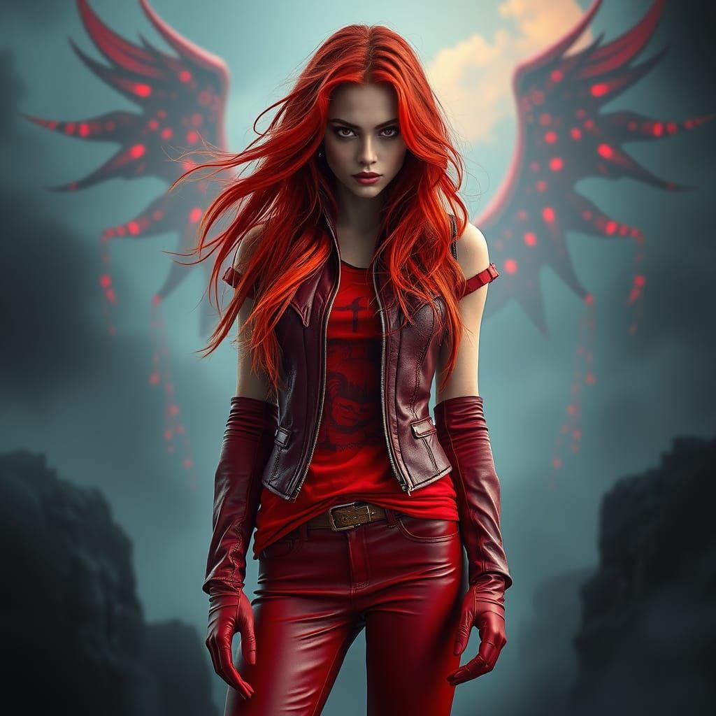 Red Haired Woman Portrait in Gothic Mystical Style