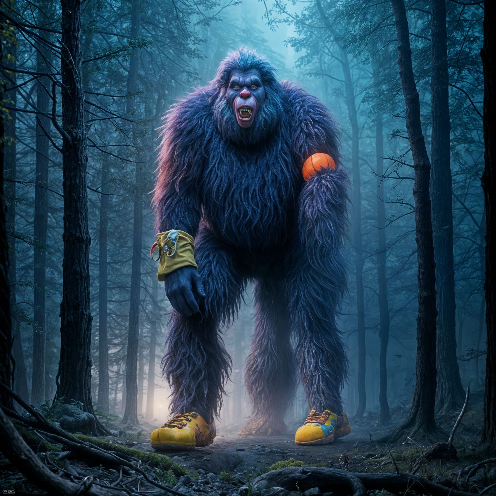 Sasquatch in Clown Shoes: Detailed Matte Painting