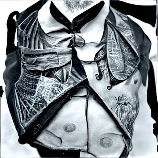 Victorian Gentleman in Corset: Hyperdetailed Charcoal Drawin...