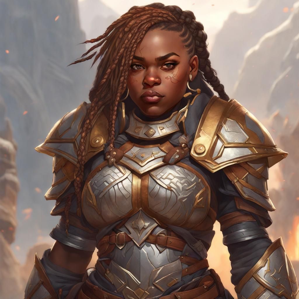 Fierce Female Dwarf Paladin on Battlefield