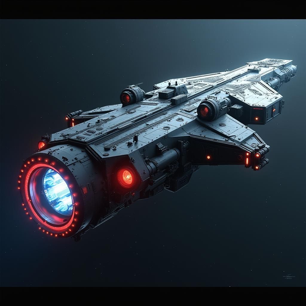 Armored Silver Warship in Industrial Futuristic Style