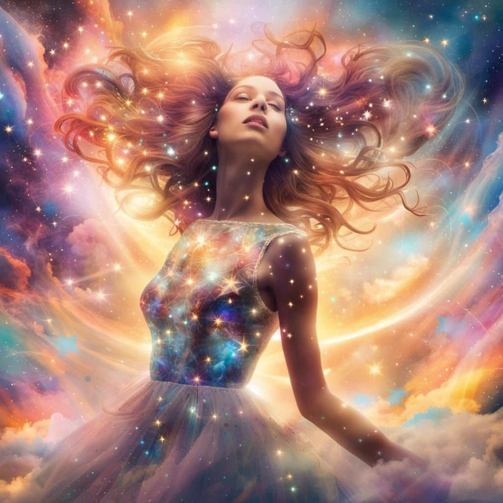 Celestial Woman Made of Light and Mirrors