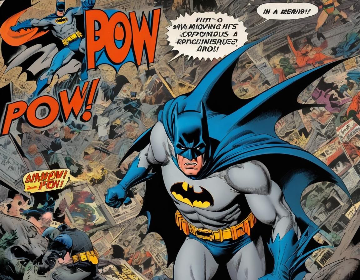 Batman Punch in 70s Comic Book Style