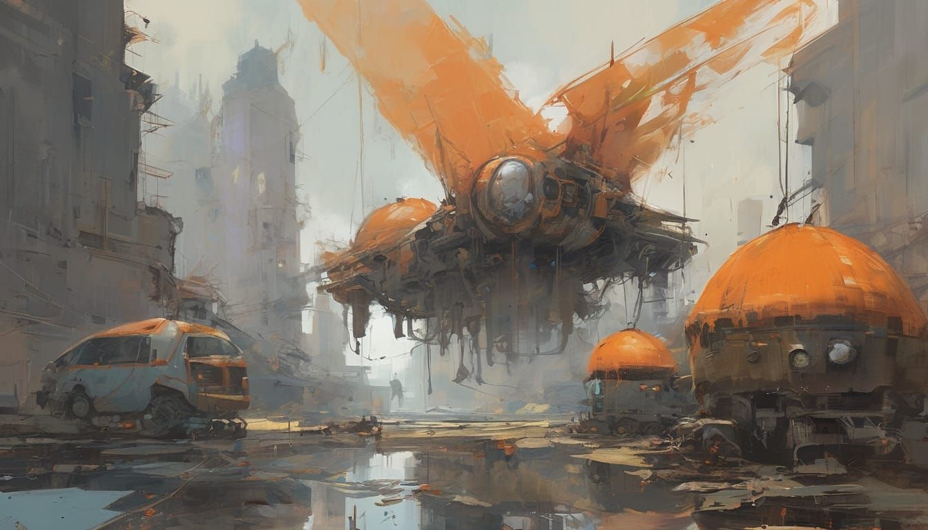 Gothpunk Angelic Fairy with Orange & Metal Accents