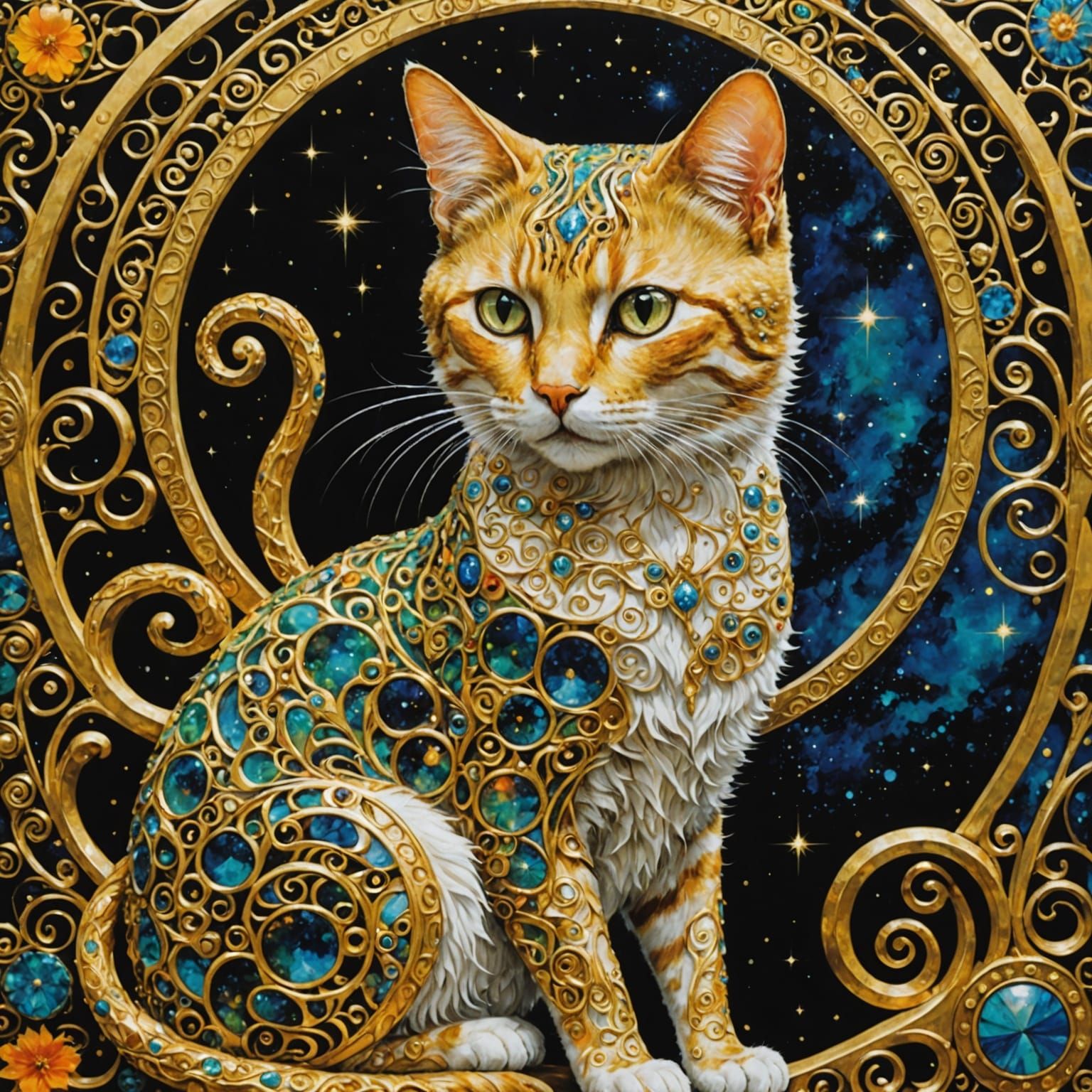 Jeweled Filigree Feline