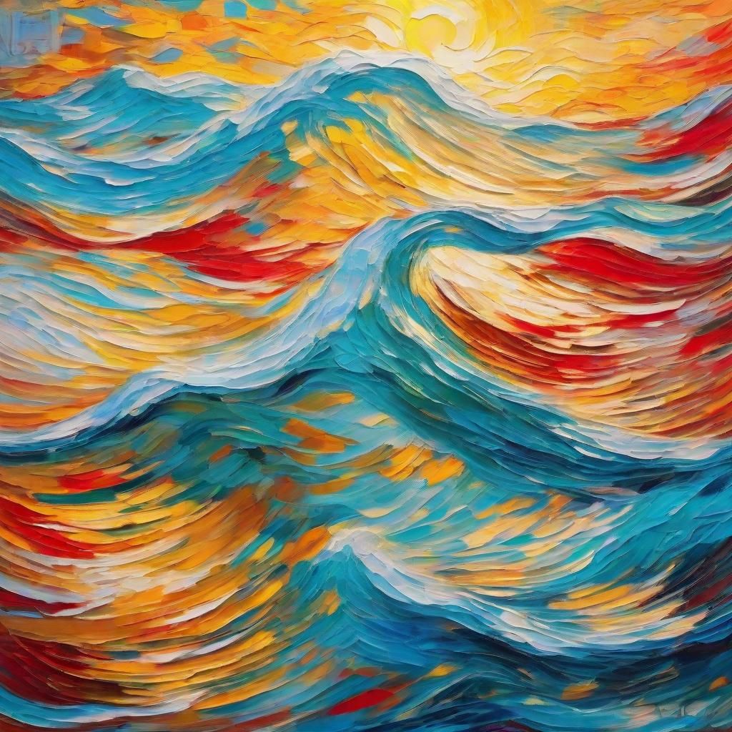 Vibrant Sunset Reflected: Neo-Impressionist Impasto Painting