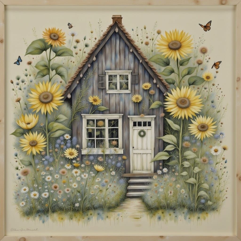 Nostalgic Home Illustration in Vintage Style