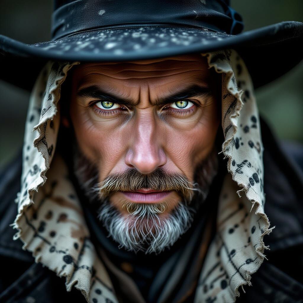 Mysterious Victorian Figure with Intense Eyes