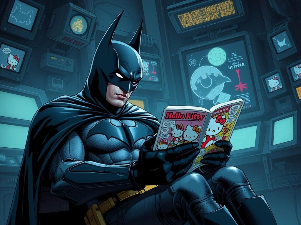 Batman Reads Hello Kitty Comic Book