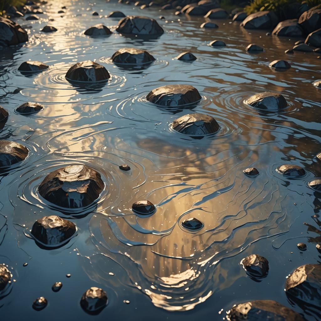 Paper Floating in Rainwater: Detailed Matte Painting