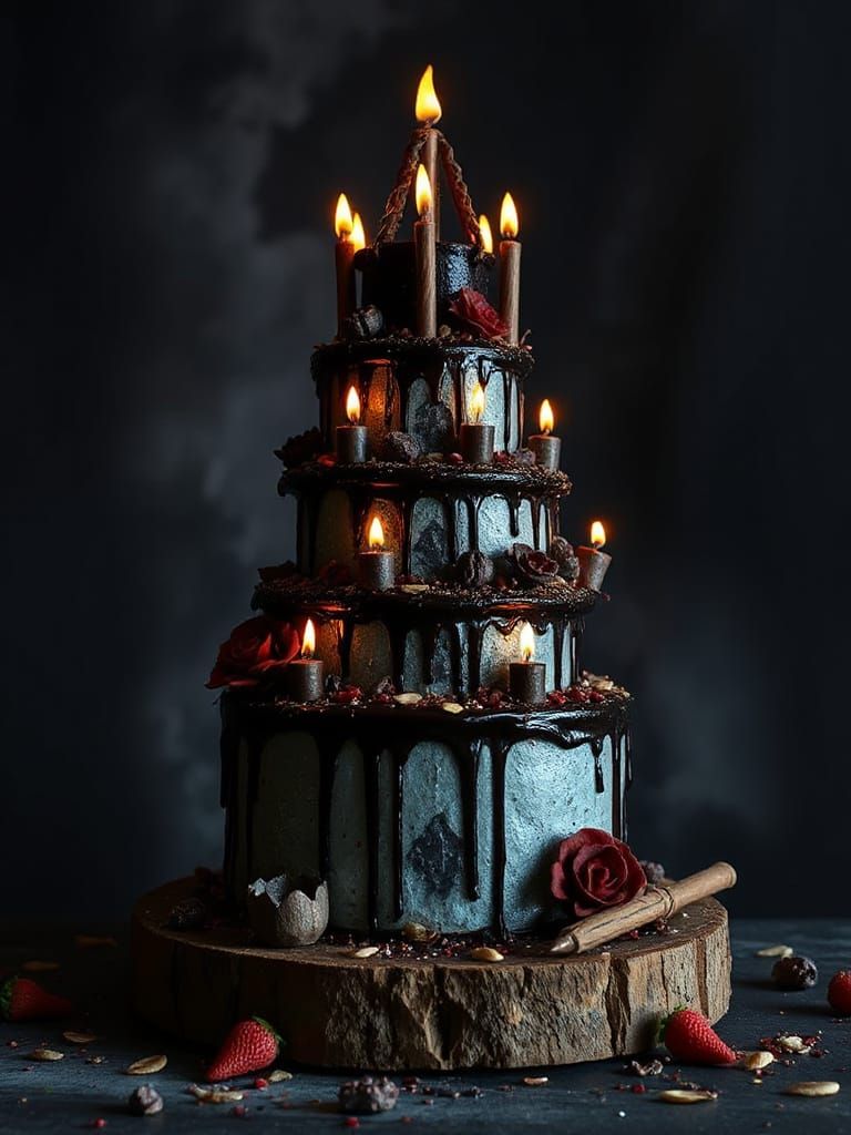Towering Birthday Cake in Yharnam Bloodborne Style