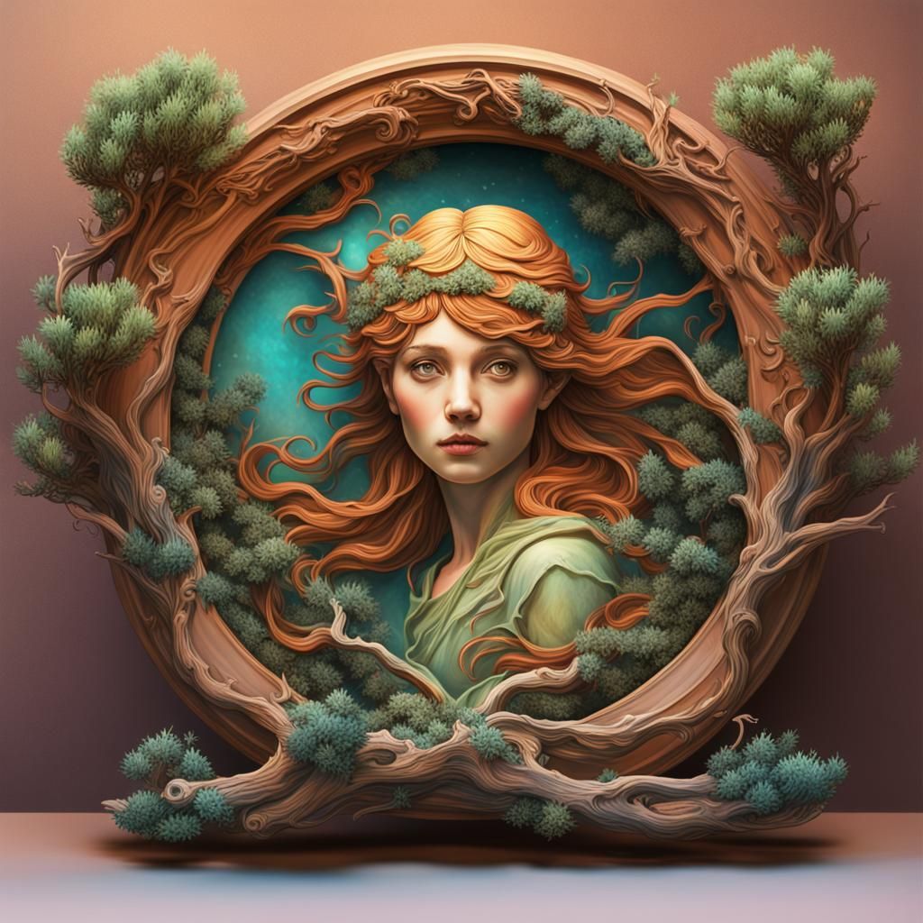 Art Nouveau Fairy with Juniper and Pottery