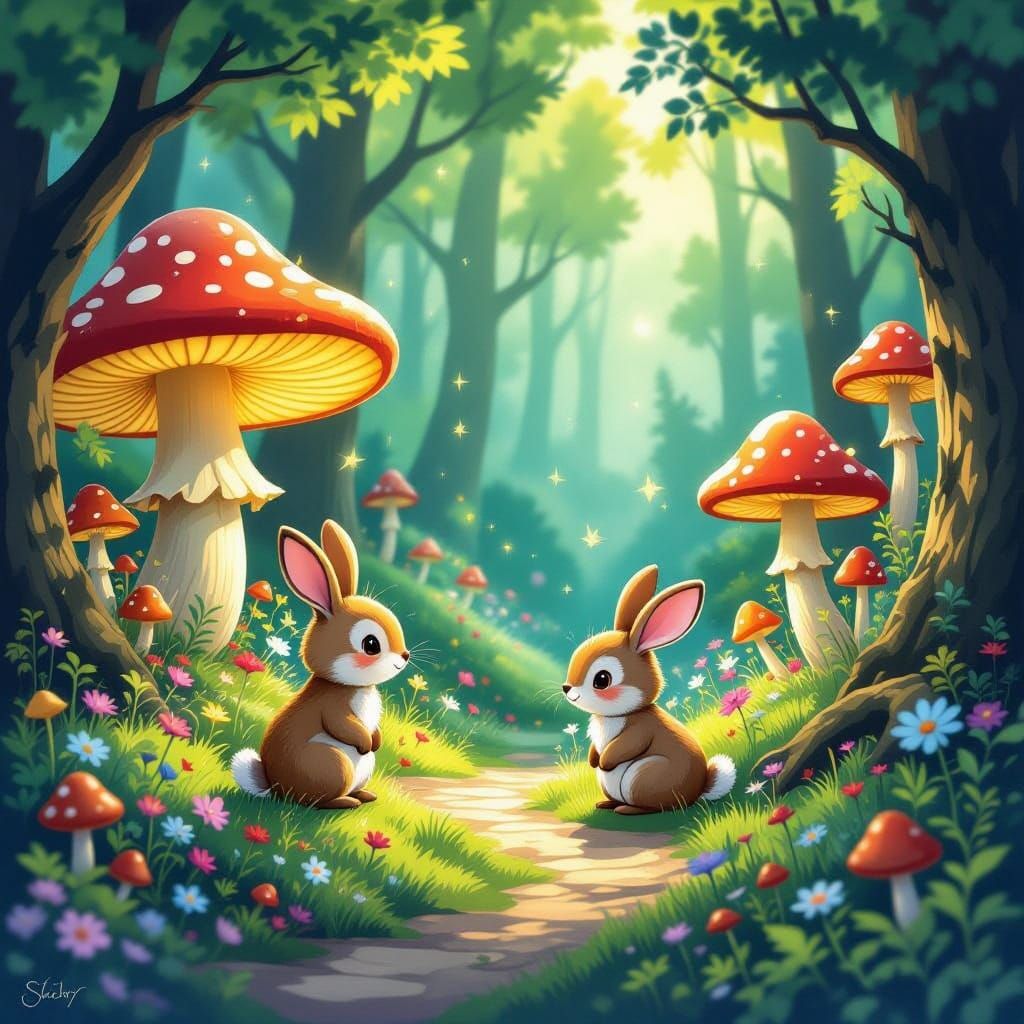 Enchanted Forest Animal World in Storybook Style