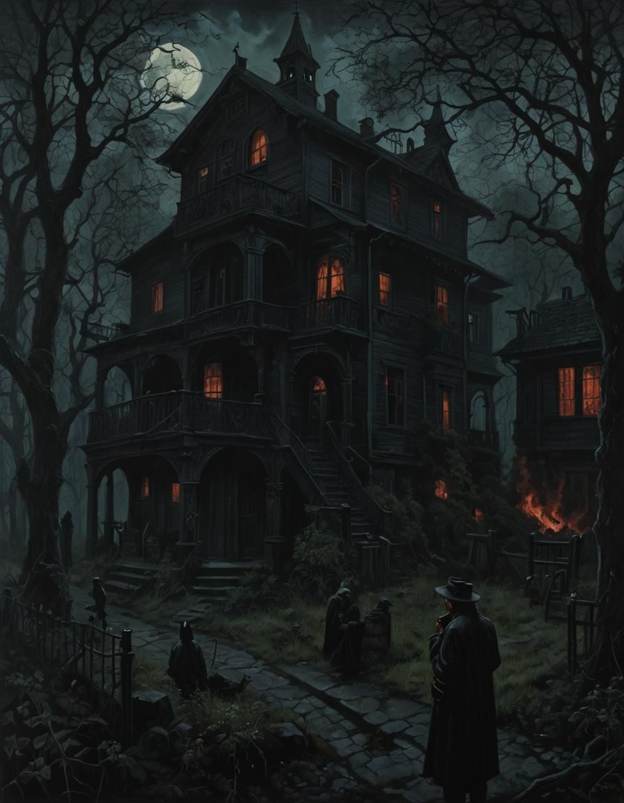 Noir Night of Secrets and Dangers Painting