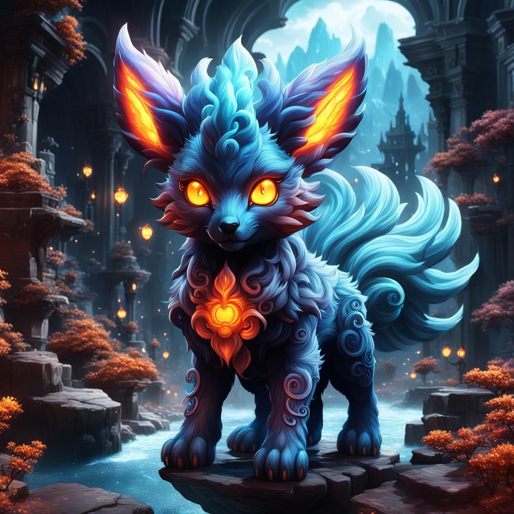 Mystic Vulpix in Detailed Matte Painting Style