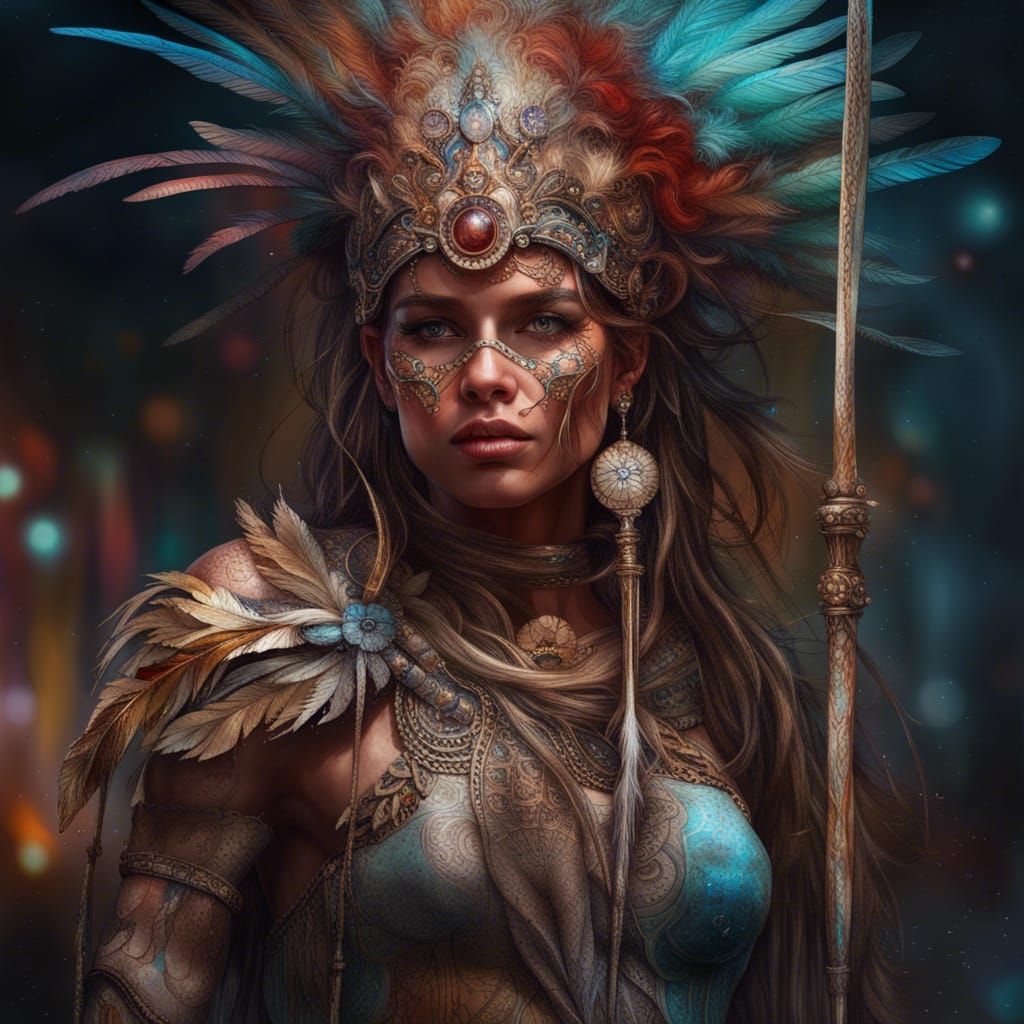 Warrior Goddess Portrait in Digital Art Style