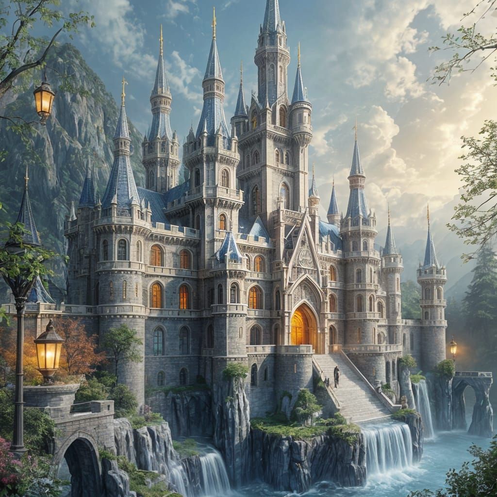 Magical Fairytale Castle with Gothic and Baroque Influences