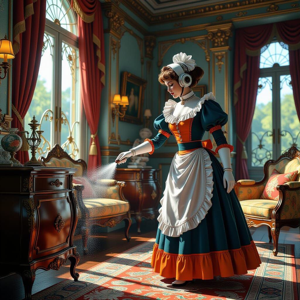 Robot Maid in Ornate 1910s Style Advertisement