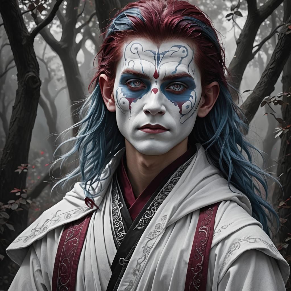 Boy with Facepaint in Fantasy Monk Robes