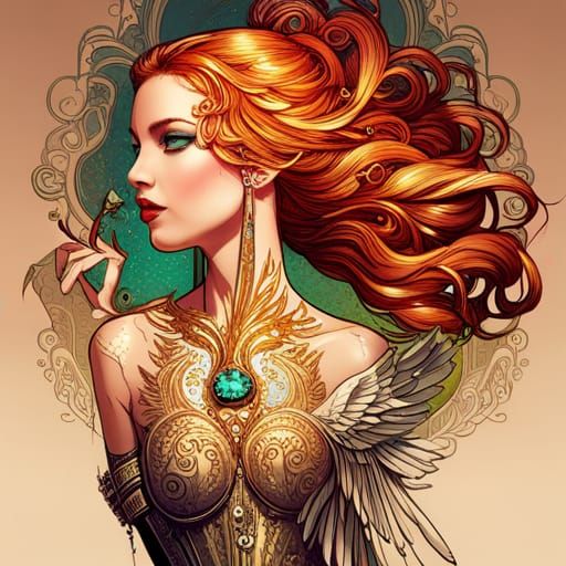 Steampunk Swan Goddess Digital Painting