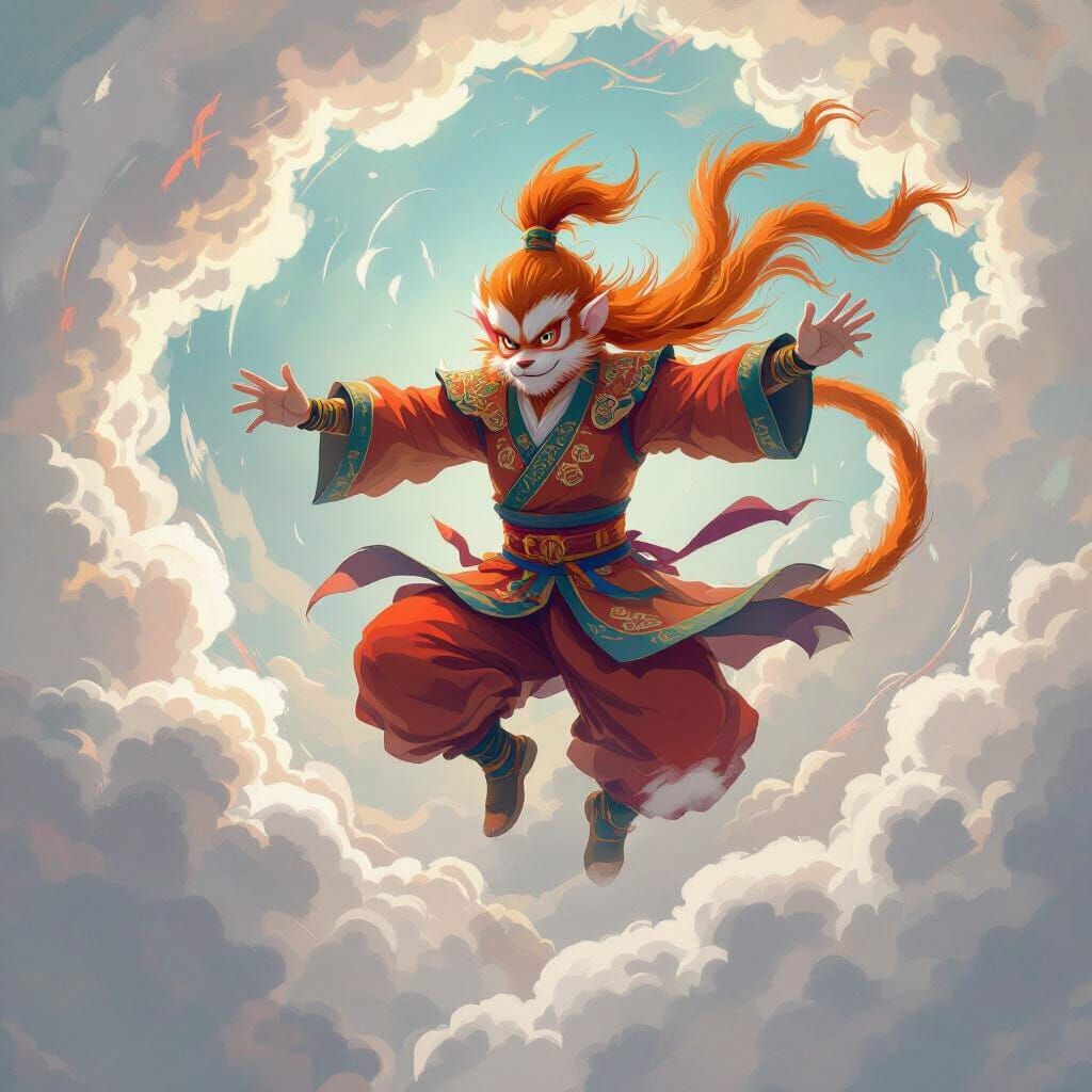 Sun Wukong Spinning in Cloud with Sound Aura