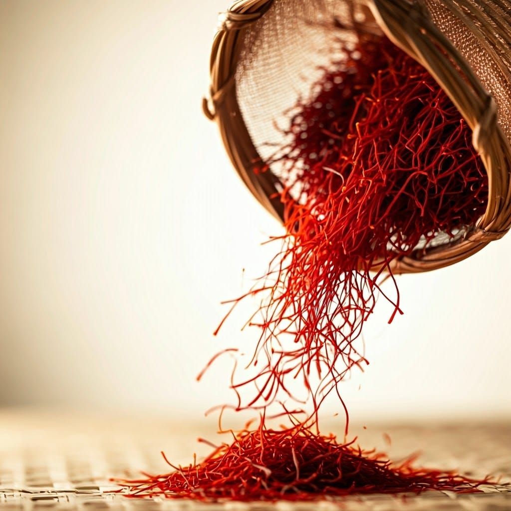 Saffron Threads Cascade from Wicker Sieve