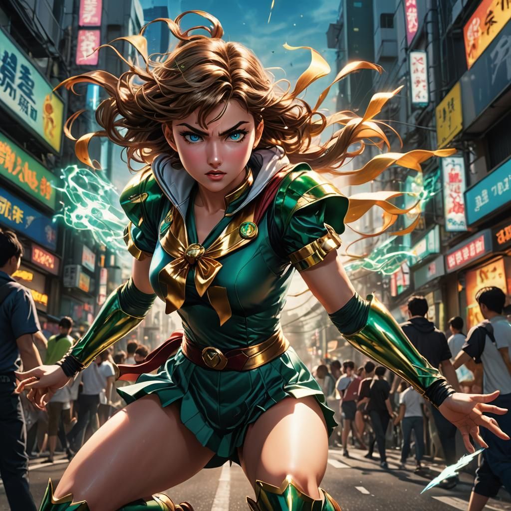 Sailor Jupiter Battles Alien Invasion in Tokyo
