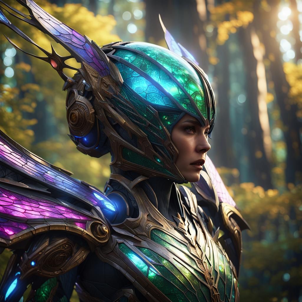 Anime Alien Woman Guarding Mystical Orb