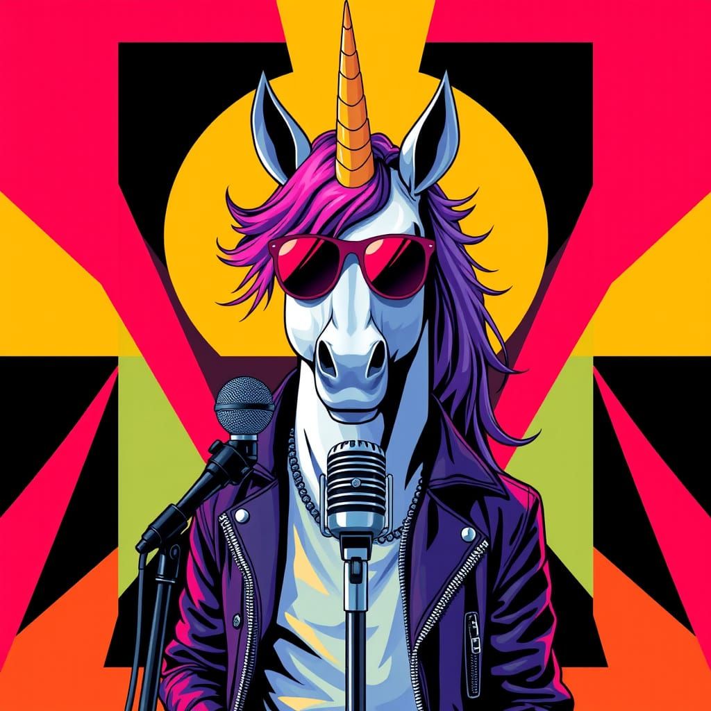 Rock Star Unicorn in Bauhaus Style
