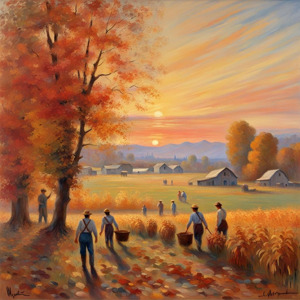 Harvest at sunset